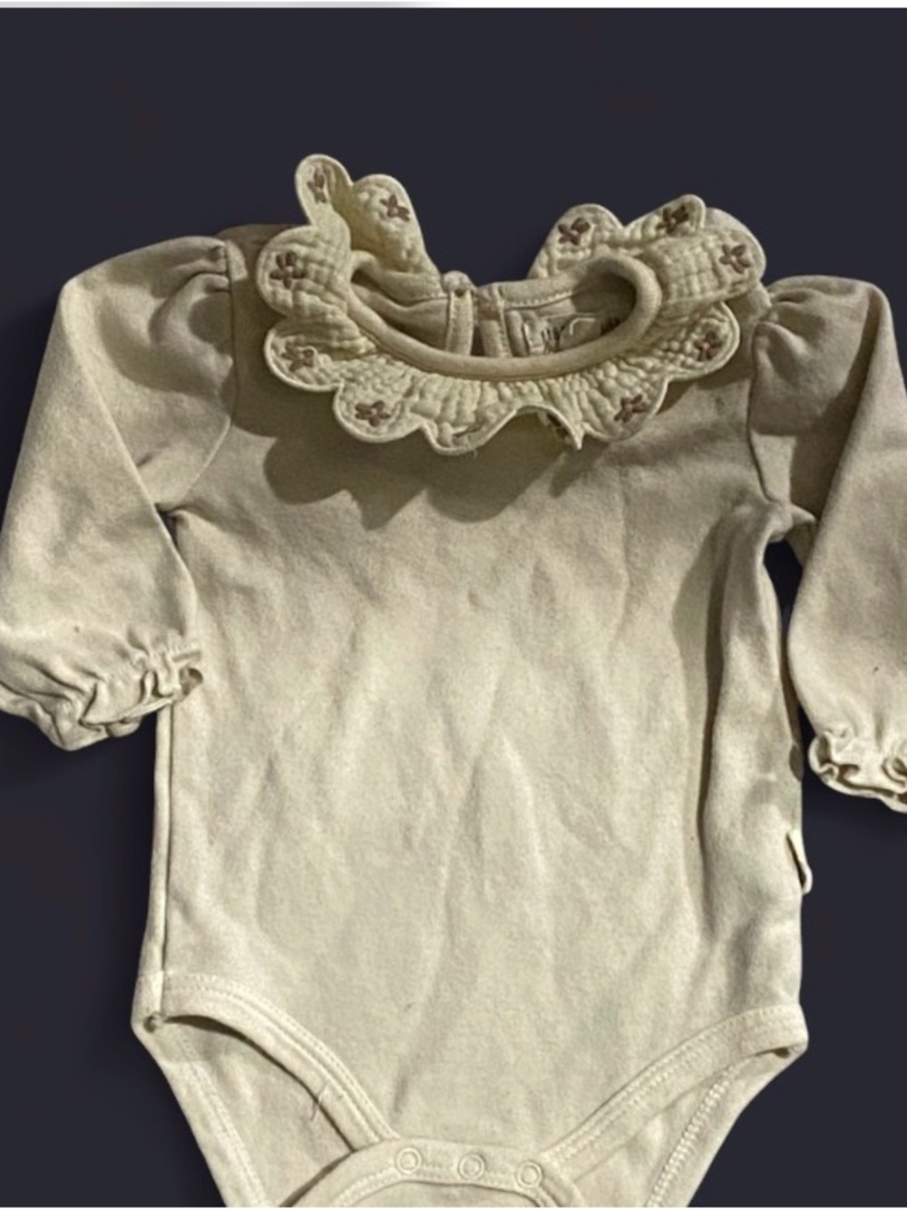 Scalloped Collar Baby Bodysuit in Cream
